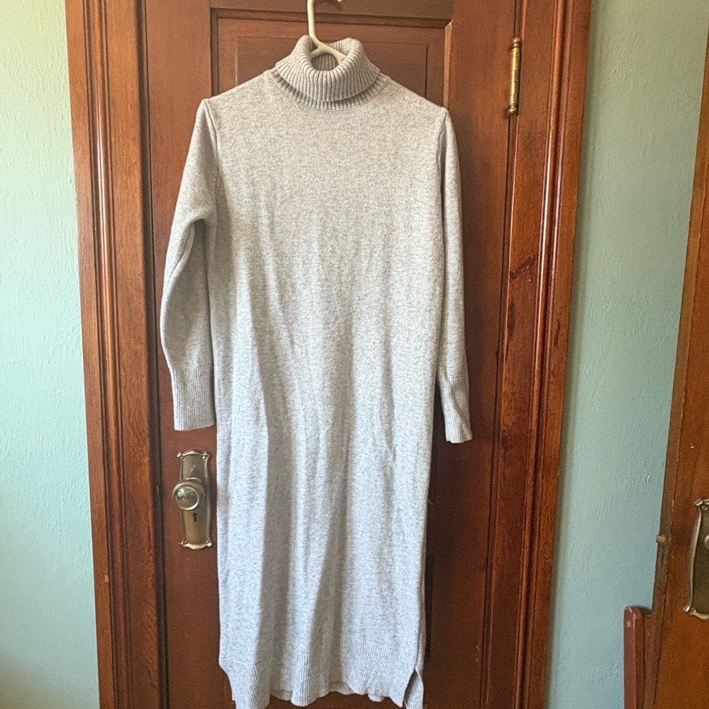 Gray Turtleneck Sweater Dress